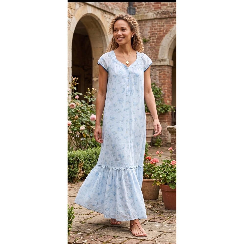 Vtg Dress 9 Mako Carol Mary Hawaii Floral Maxi Cottagecore Boho Flowy Romantic